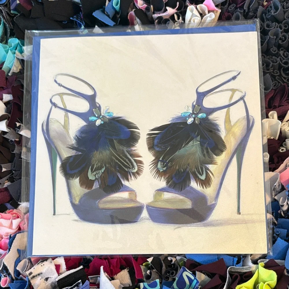 🆕Papyrus Feather High Heels Birthday Greeting Card
